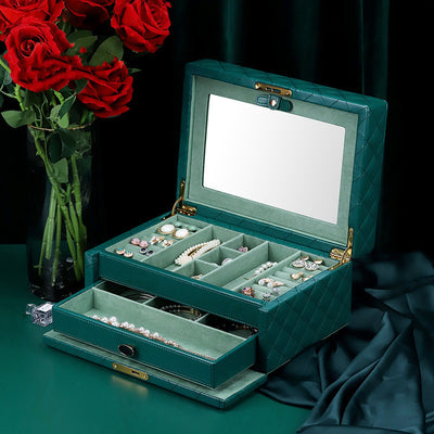 Double Layer Jewelry Storage Box | Large Capacity Organizer for Rings, Necklaces & More.