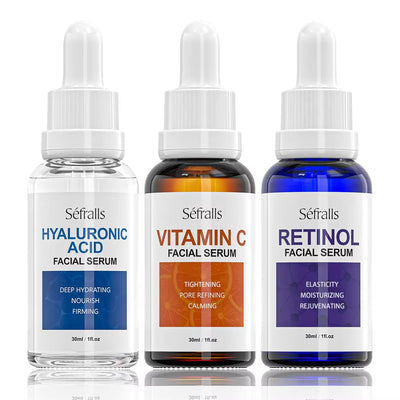 Facial Serum Set – Hyaluronic Acid, Retinol, Vitamin C for Dark Spots, Wrinkles & Radiant Skin