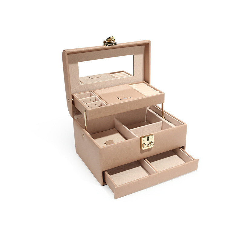 Exquisite Lockable Light Luxury Jewelry Box | Elegant Storage for Rings, Necklaces & More.