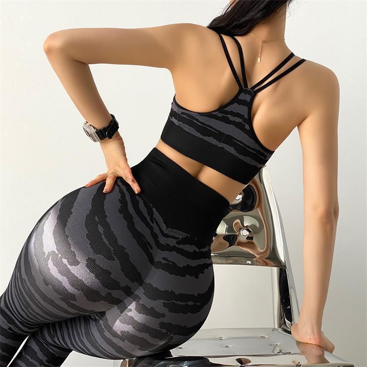 Women’s Zebra Pattern Sport Yoga Set | Stylish Activewear for Fitness