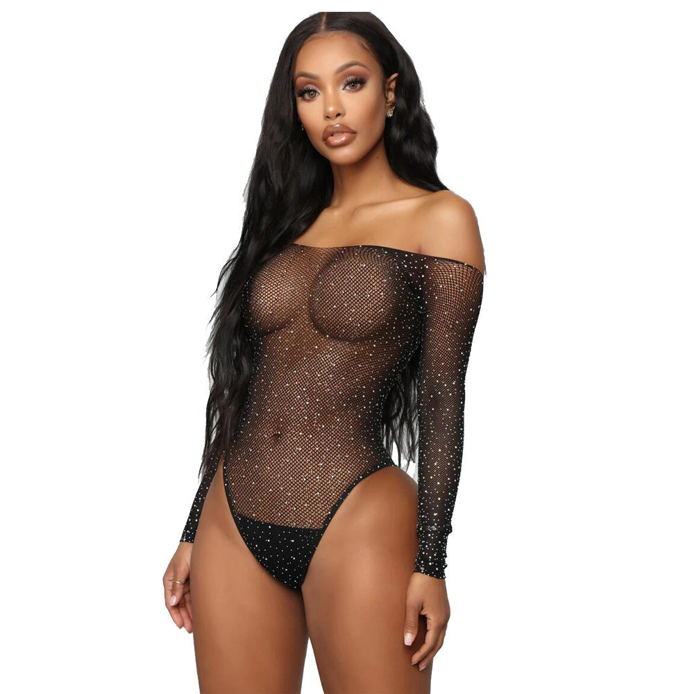 Hot Drilling Bodysuit | Sexy Sparkling Mesh Bodycon for Women