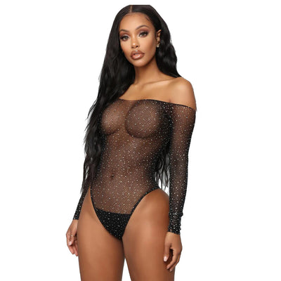 Hot Drilling Bodysuit | Sexy Sparkling Mesh Bodycon for Women