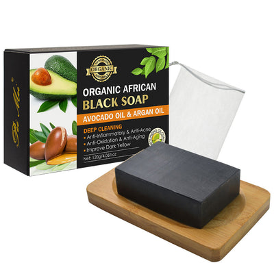 African Black Soap with Shea Butter | Deep Cleansing Facial & Body Soap for Oily Skin | Moisturizing & Hydrating Fruity Formula