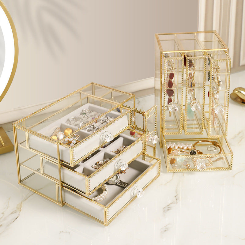 Light Luxury Jewelry Storage Box | Multi-Grid Large Capacity Organizer for Precious Accessories.