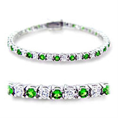 Silver Bracelet with Emerald Green Spinel.