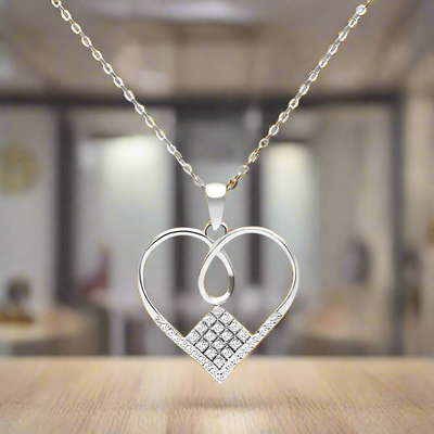 Heart Pendant Sterling Silver Necklace.