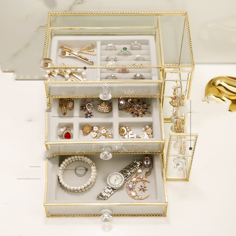 Light Luxury Jewelry Storage Box | Multi-Grid Large Capacity Organizer for Precious Accessories.