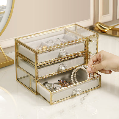 Light Luxury Jewelry Storage Box | Multi-Grid Large Capacity Organizer for Precious Accessories.