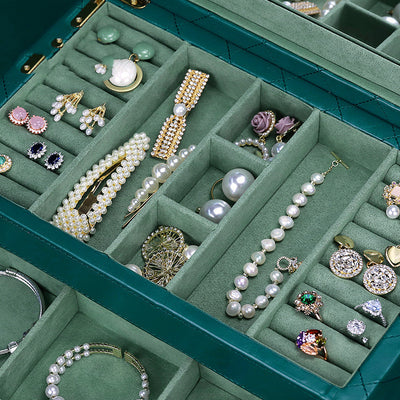 Double Layer Jewelry Storage Box | Large Capacity Organizer for Rings, Necklaces & More.