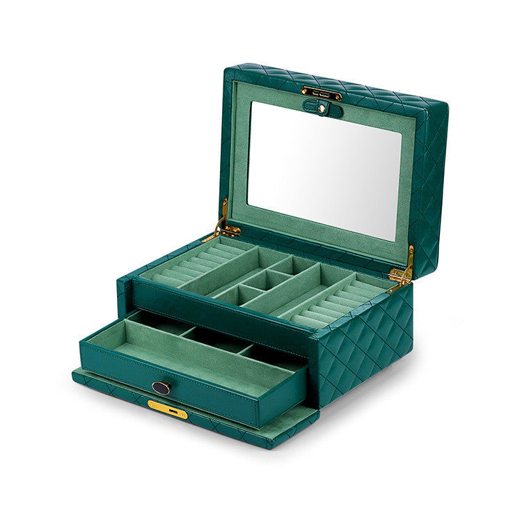 Double Layer Jewelry Storage Box | Large Capacity Organizer for Rings, Necklaces & More.