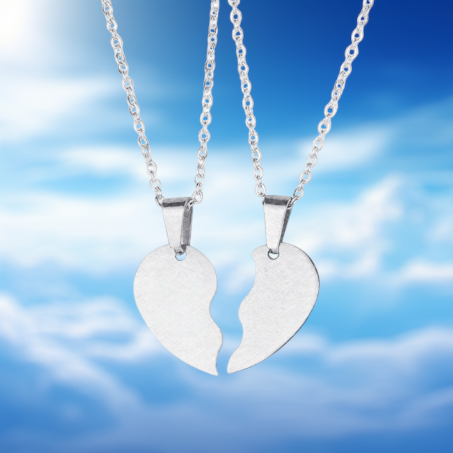 Couples Stainless Steel Love Puzzle Necklace Set.