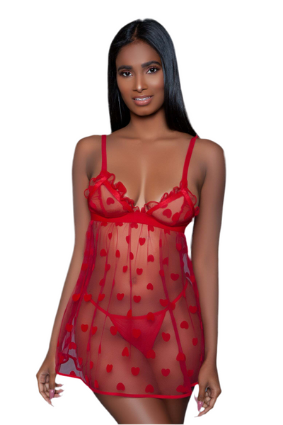 ROSÈ Red Mesh Lingerie.