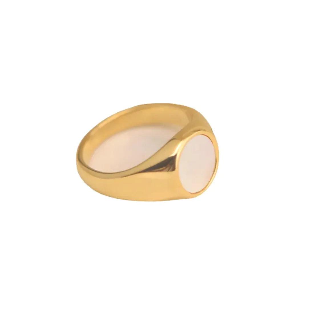 White Fritillaria Shell Ring for Women.