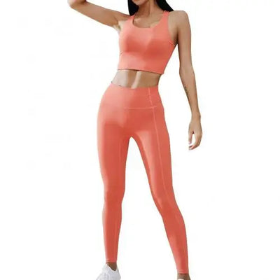 Breathable Gym Tracksuit - Crop Top & High Waist Pants Set.