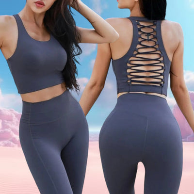 Breathable Gym Tracksuit - Crop Top & High Waist Pants Set.