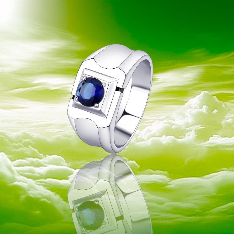 Sterling Silver Ring with Blue Emerald face.