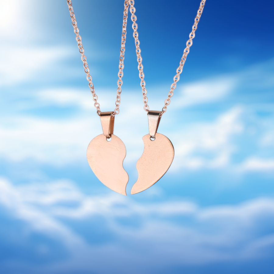 Couples Stainless Steel Love Puzzle Necklace Set.