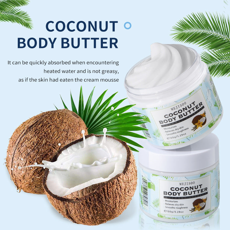 Coconut Body Butter - Rich, Moisturizing Cream for Soft, Smooth Skin - Nourishing & Hydrating