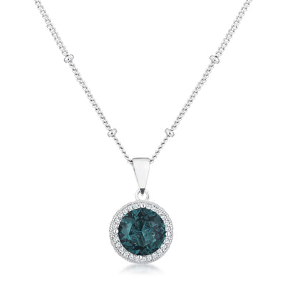 Blue Green Round Halo Satellite Pendant.