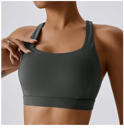 Yoga sports bra with crossed straps - supportive activewear for workouts