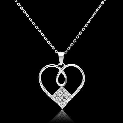 Heart Pendant Sterling Silver Necklace.