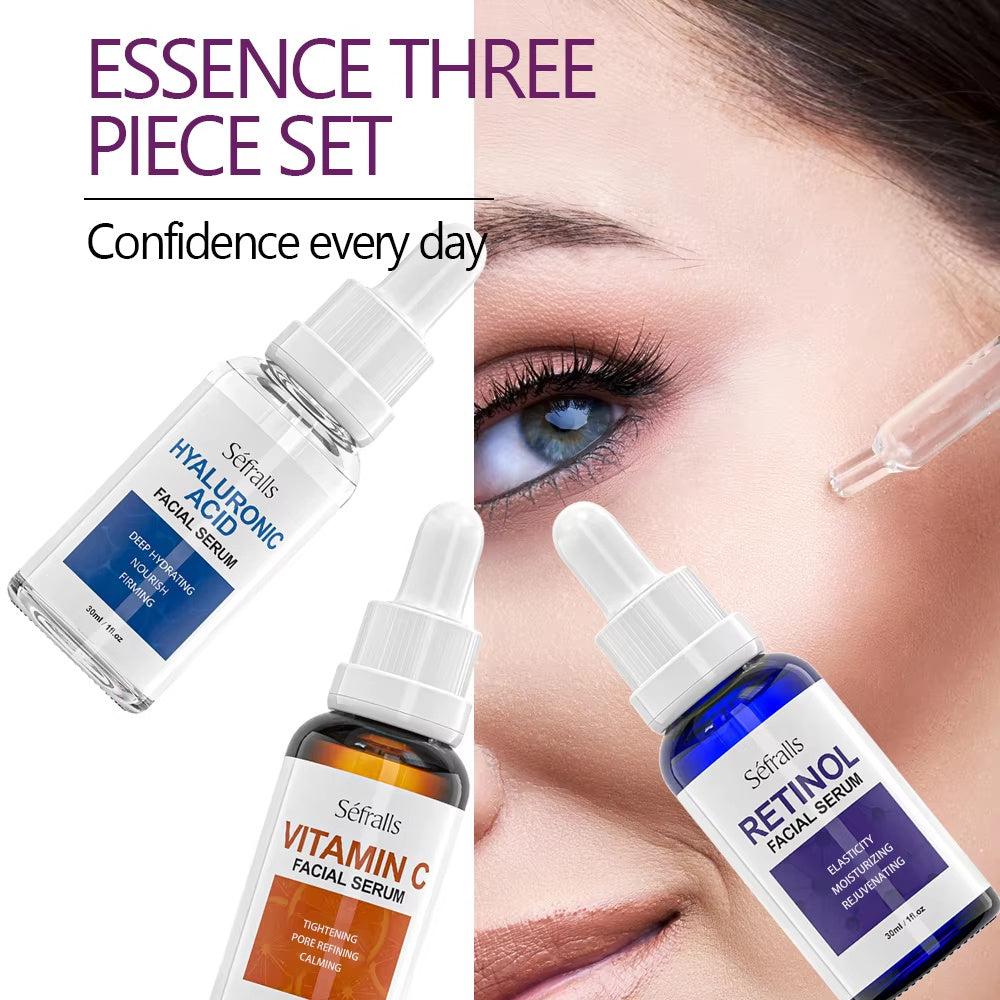 Facial Serum Set – Hyaluronic Acid, Retinol, Vitamin C for Dark Spots, Wrinkles & Radiant Skin