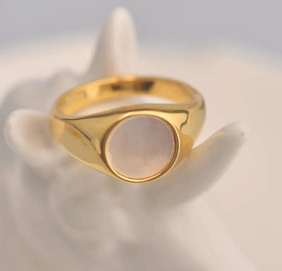 White Fritillaria Shell Ring for Women.