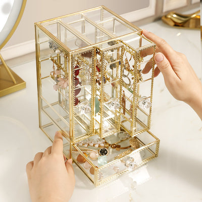 Light Luxury Jewelry Storage Box | Multi-Grid Large Capacity Organizer for Precious Accessories.