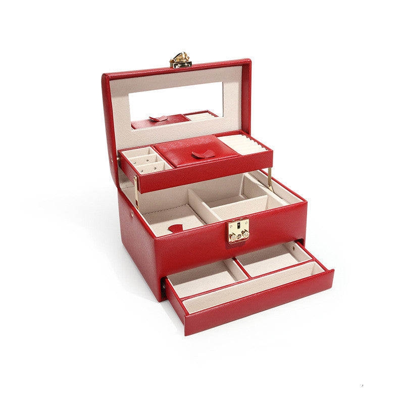 Exquisite Lockable Light Luxury Jewelry Box | Elegant Storage for Rings, Necklaces & More.