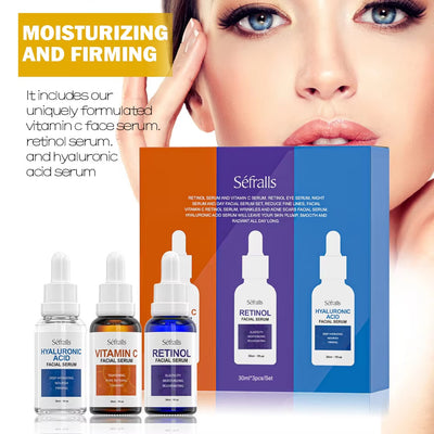 Facial Serum Set – Hyaluronic Acid, Retinol, Vitamin C for Dark Spots, Wrinkles & Radiant Skin