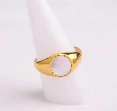 White Fritillaria Shell Ring for Women.